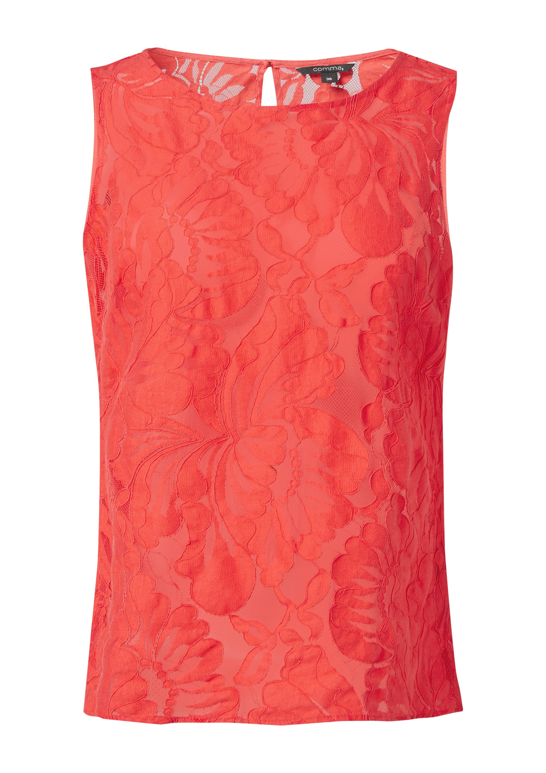 comma Blusentop Bluse Spitzentop aus Baumwollmix