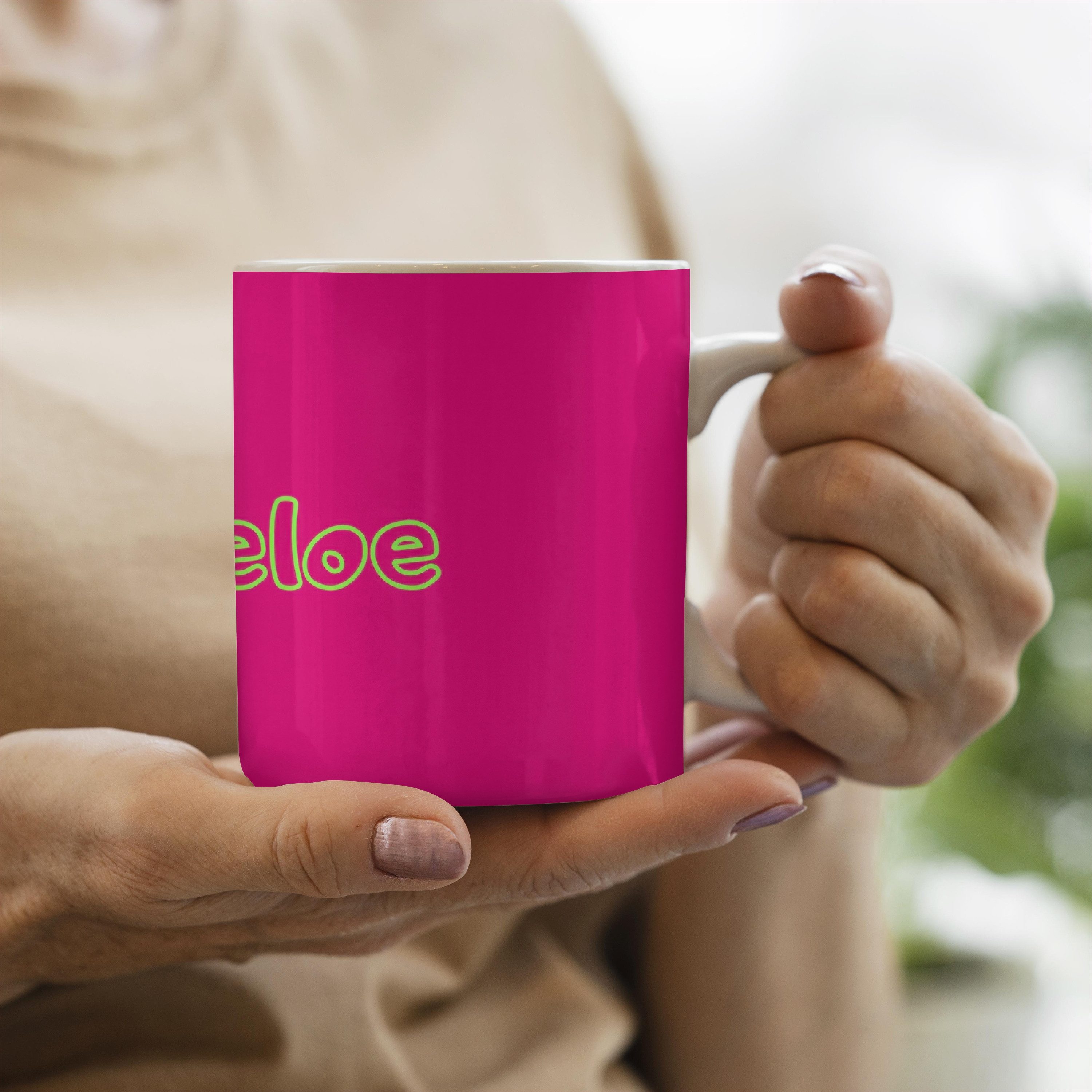 MuchoWow Tasse Zehentrenner - Grün - Rosa, 1-tlg., Keramik, Kaffeetassen, Teetasse, Becher, Kaffeebecher, Geschenk