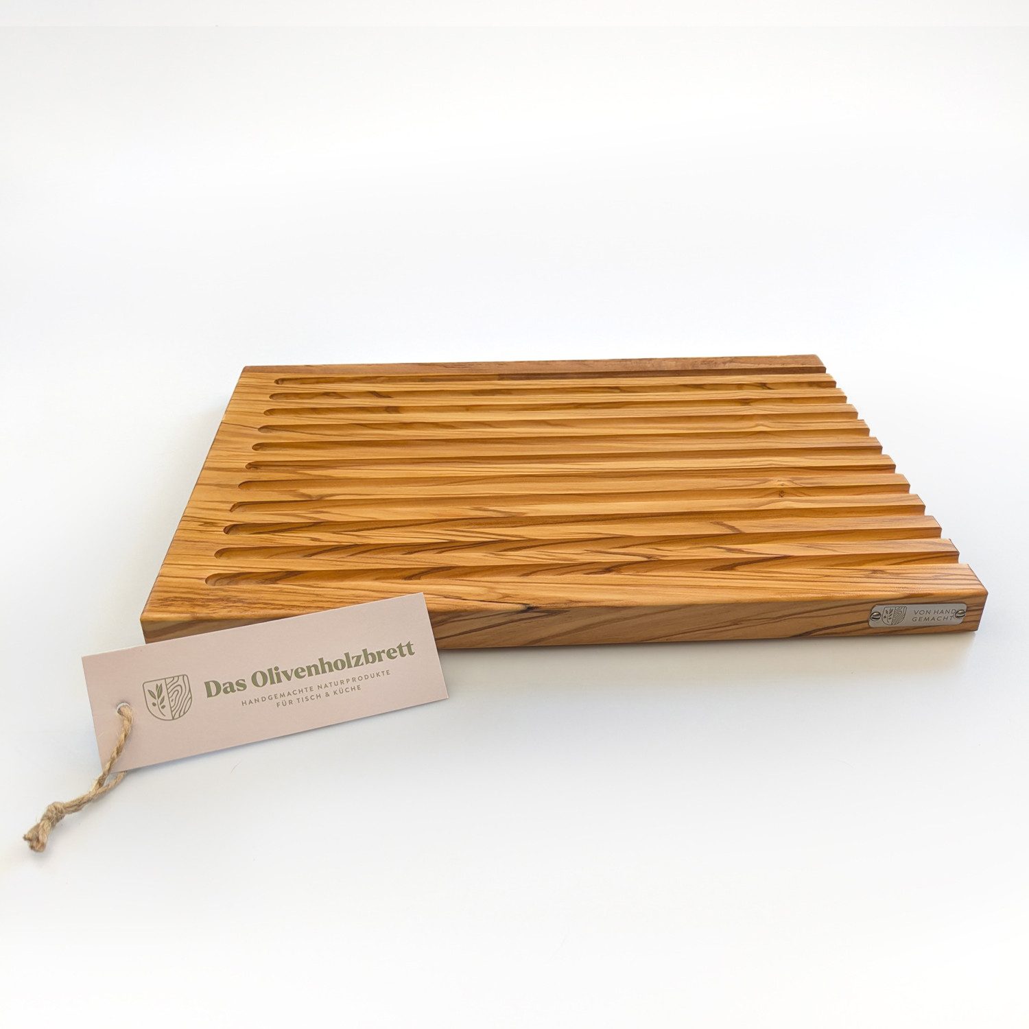 dasOlivenholzbrett Brotschneidebrett Brotschneidebrett aus Olivenholz mit Rillen, (1-St)