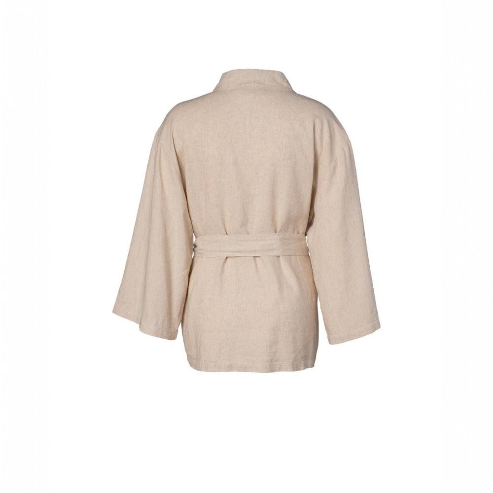 Essenza Kimono Mina Uni von ESSENZA, kurz, Leinen-Viskose-Mix, Bindegürtel