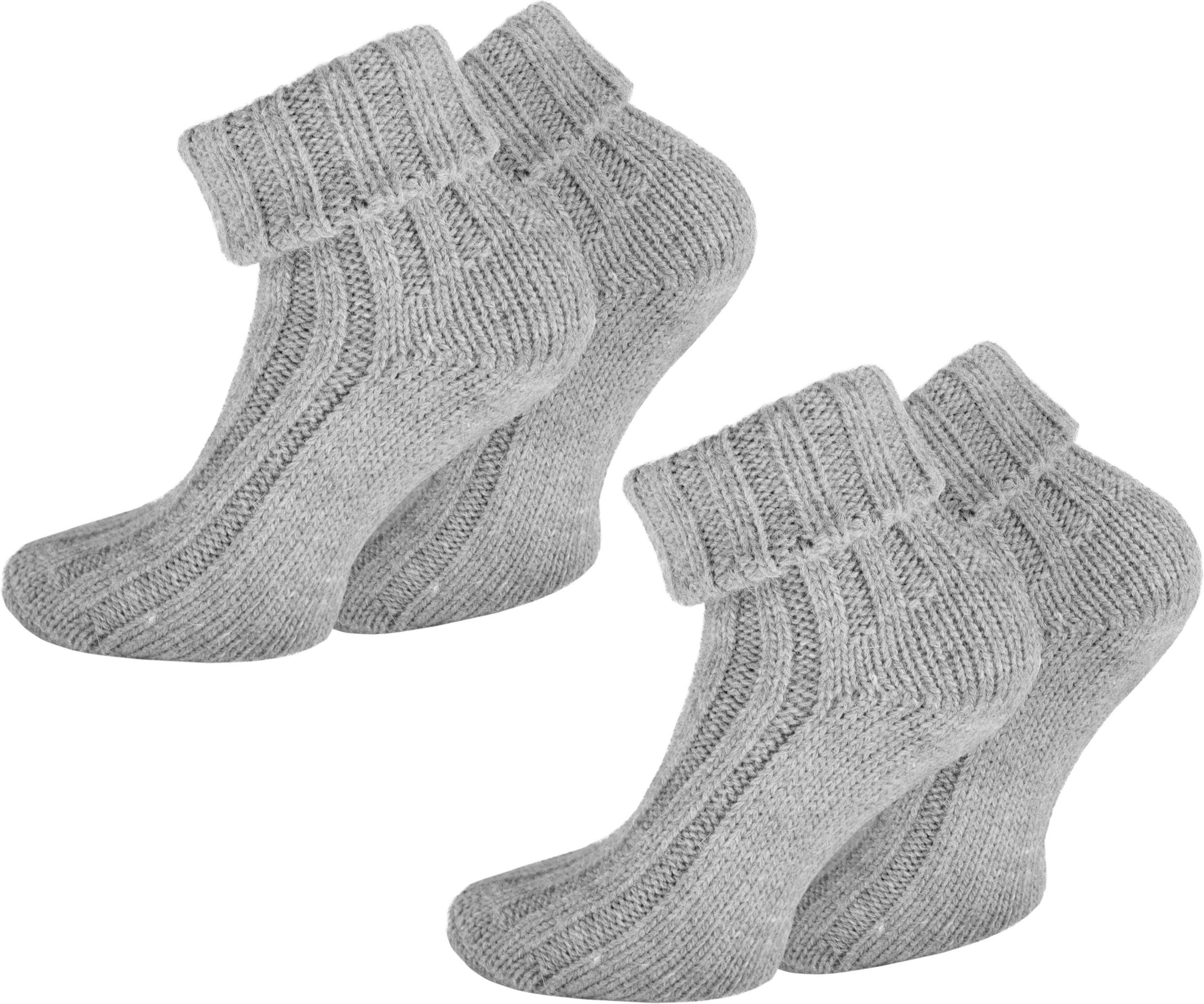 normani Thermosocken 2 Paar Alpaka-Socken mit Umschlag (Set, 2-Paar, 2 Paar) hochwertige Alpaka-Wolle Hellgrau