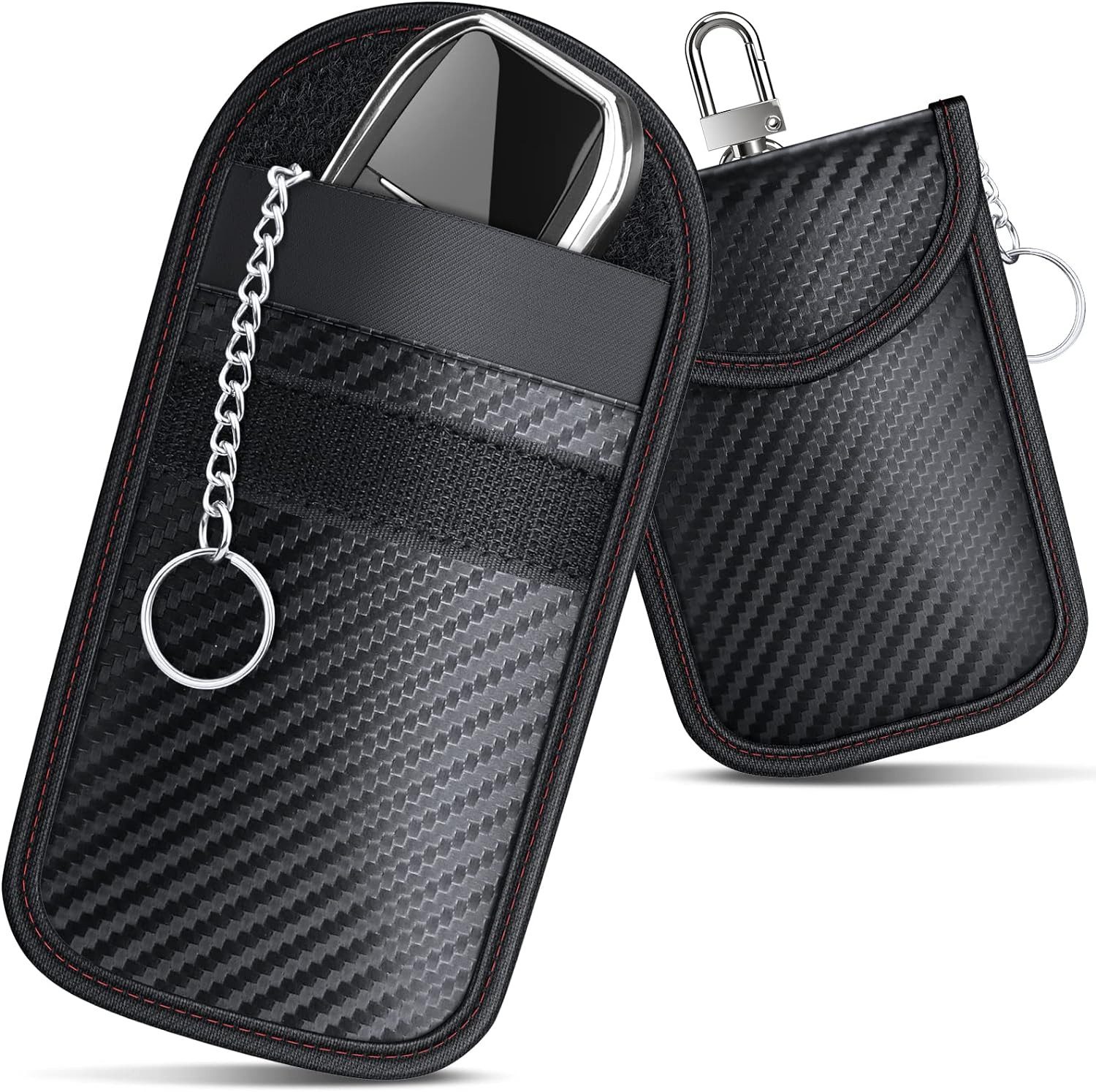 S&T Design Schlüsseltasche Keyless Go Schutz Autoschlüssel Schutz Keyless Hülle RFID-Blocker (2 PACK), Innerer Schlüsselanhänger Signalabschirmung Auto Diebstahlschutz