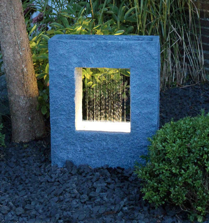 Arnusa Gartenbrunnen Springbrunnen mit LED Beleuchtung Regen Wasserfall, 65x53 cm für Innen und Außen