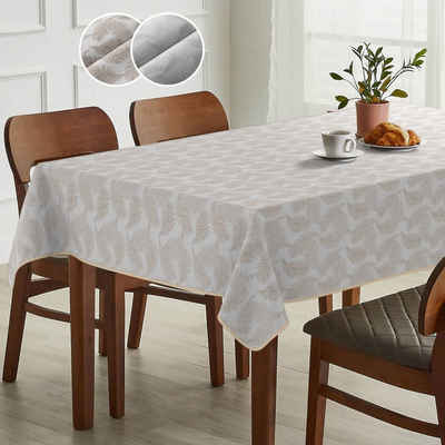 ANRO Tischdecke aus feinem Stoff exklusiv Veredelung Tischtuch Edelmetall Tischwäsche, Premium TEFLON und 2-Fache Acryl Beschichtung