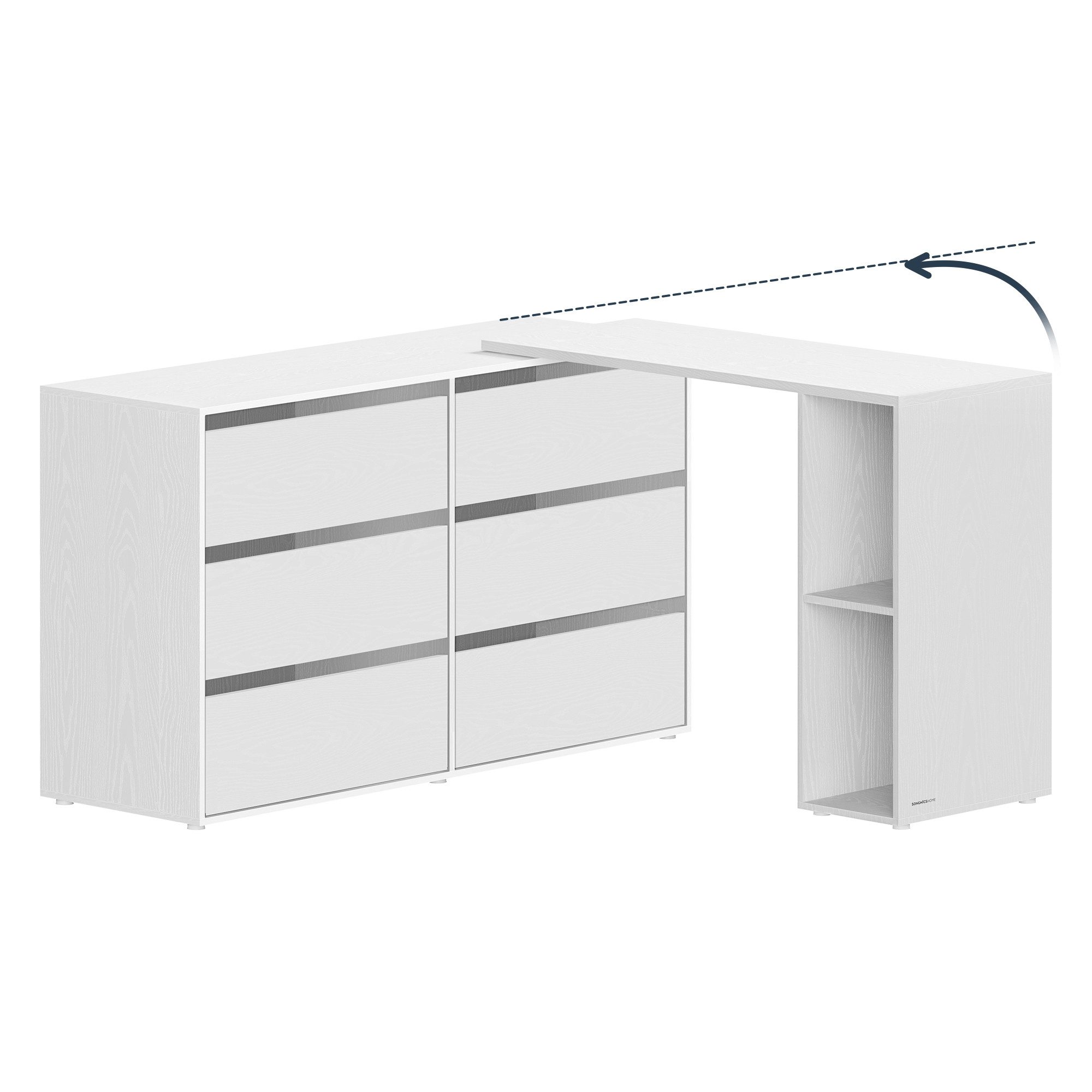 SONGMICS HOME Kommode, Kommode, Schrank mit Regal, Schminktisch, L-förmig, Toolless