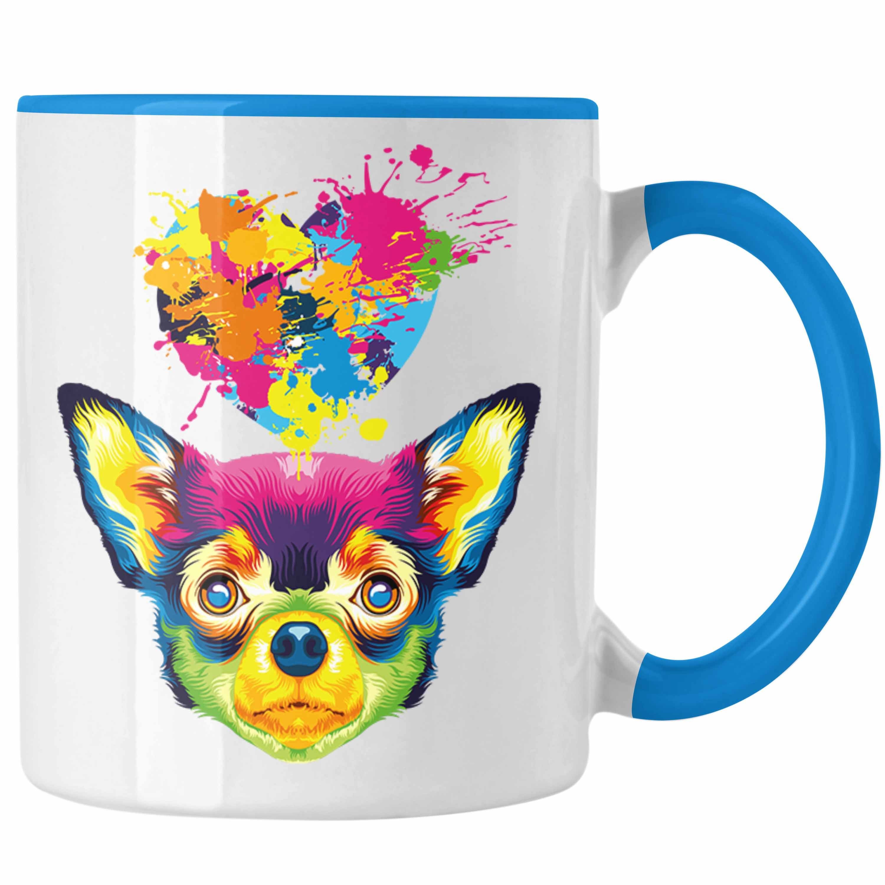 Trendation Tasse Chihuahua Herz Farbe Besitzer Tasse Geschenk Lustiger Spruch Geschenki Blau