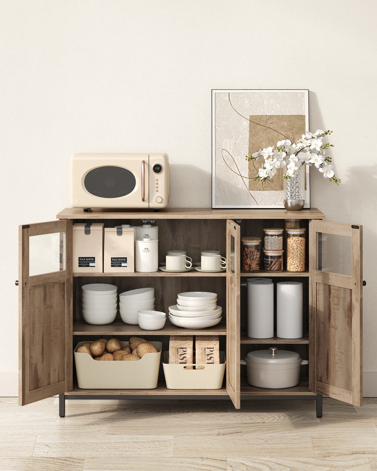 VASAGLE Sideboard Küchenschrank (Aufbewahrungsschrank, Stahlrahmen, Industr günstig online kaufen