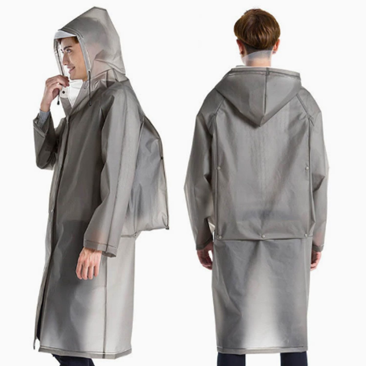 MOPUEA Regenjacke Wasserdichter EVA-Regenmantel mit Rucksackfalte, wiederverwendbar