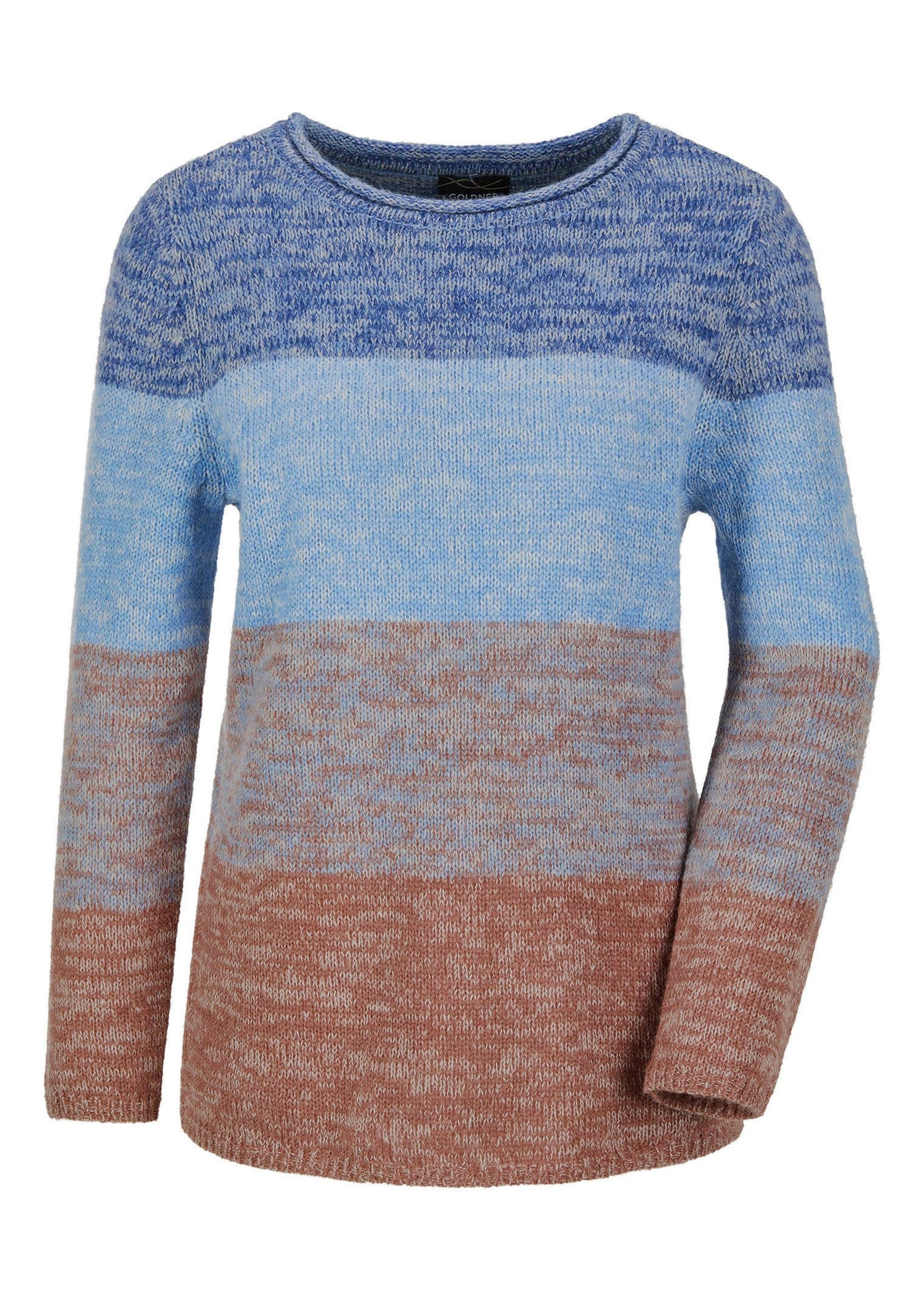 Strickpullover Langarm Blockstreifenpullover, Melange