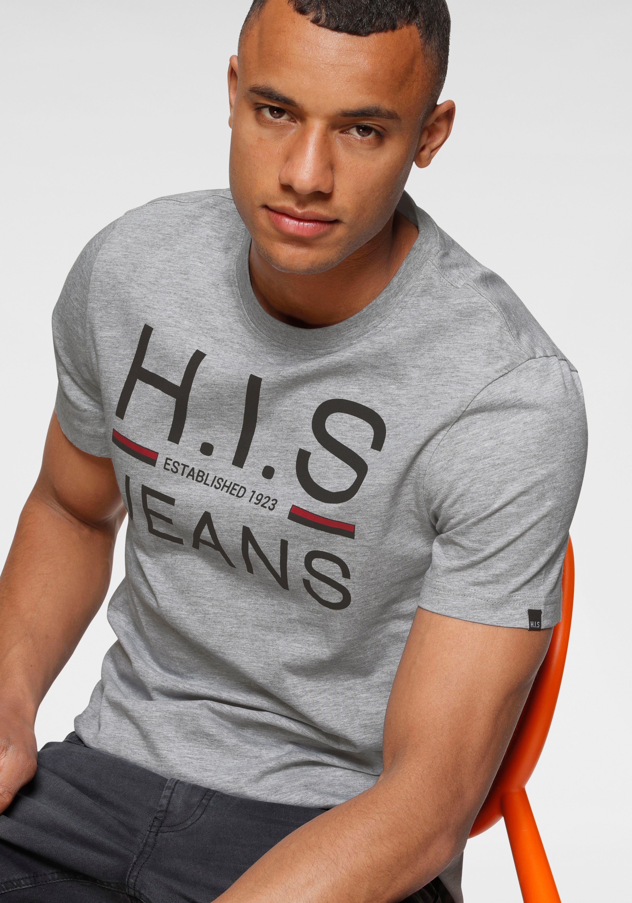 H.I.S Rundhalsshirt (Packung, 2er-Pack) schmal geschnitten, bedrucktes Design, Rundhals, aus Baumwolle