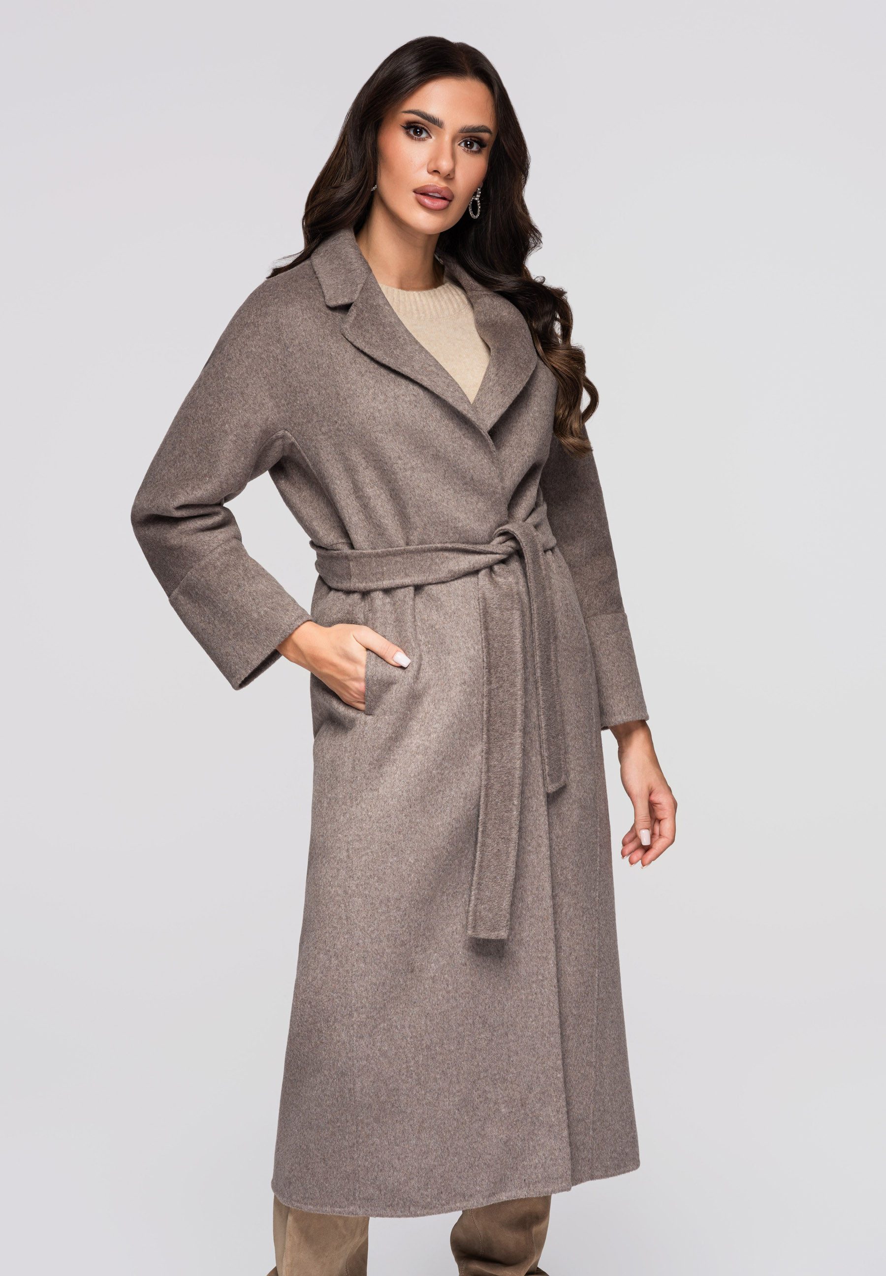 OMBRE Wintermantel Eleganter Damenmantel aus Wollmix