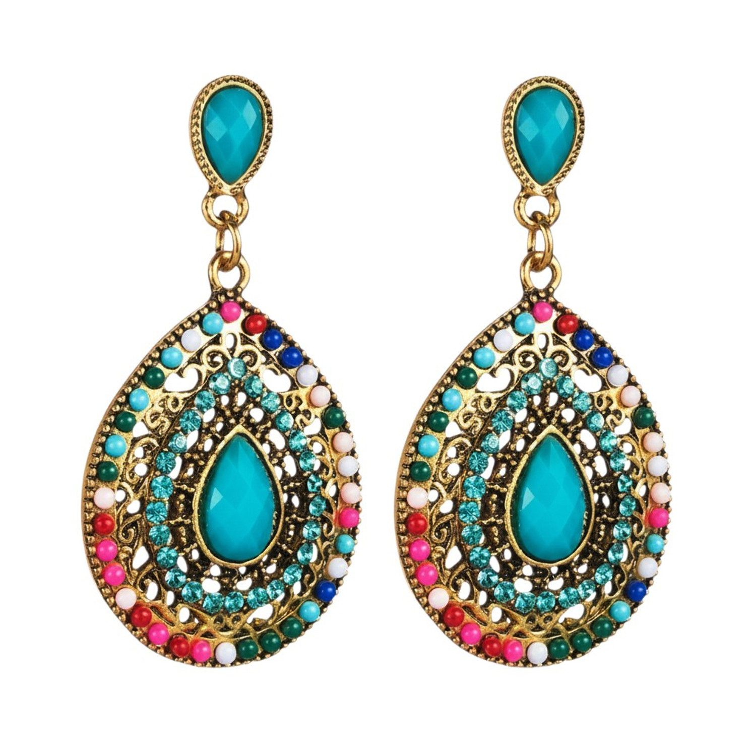 KARMA Paar Ohrhänger Bunt 5 cm Damenohrringe Statementohrhänger (Abendveranstaltun Boho Ethno Schmuck, 2-tlg., Ohrringe Damen für Hochzeit Party), modern Ohrschmuck Damenschmuck