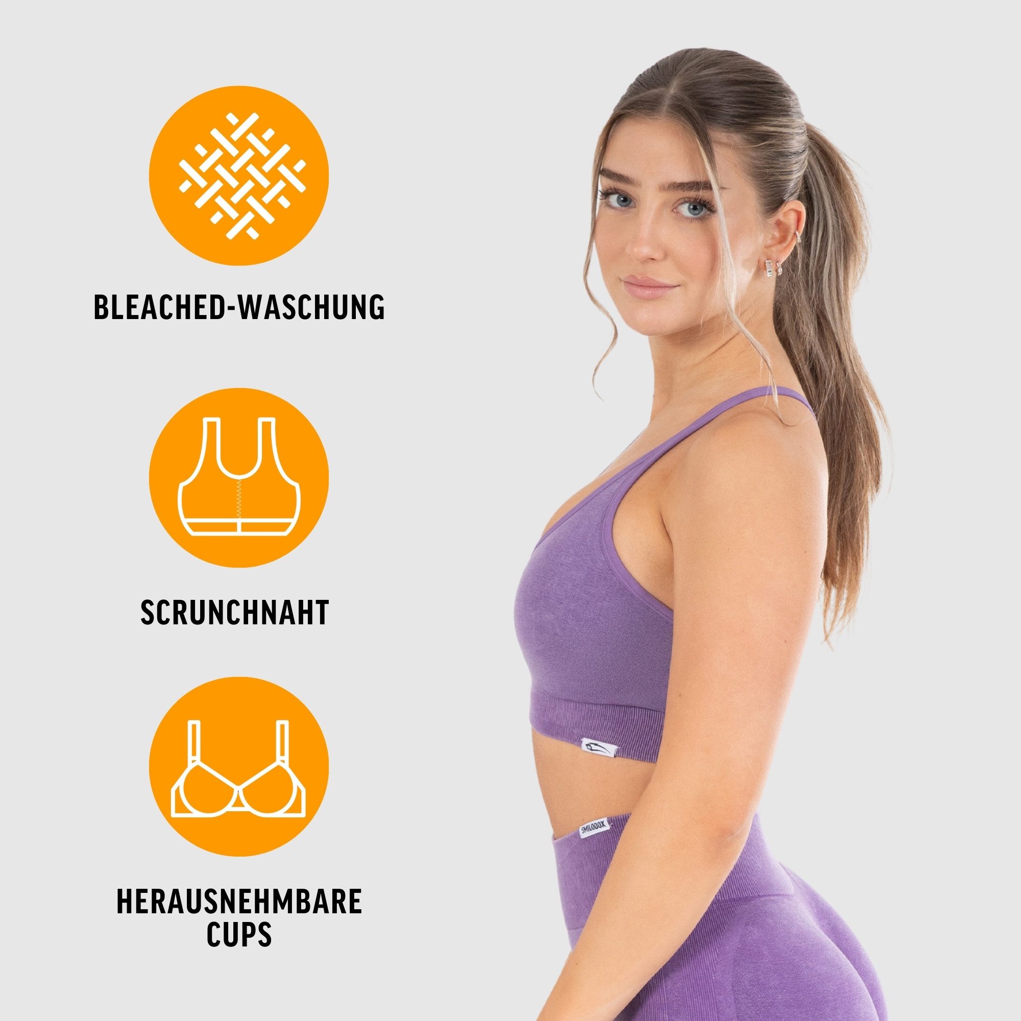 Smilodox Sport-BH Batik Acid Scrunch, Rutschfester Bra mit Batik Waschung Seamless Sport Bra Blickdicht Atmungsaktiv Yoga Fitness Freizeit