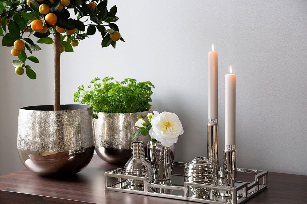 Fink Übertopf »BLUSH, silber« (1 Stück), dekorativer Blumentopf, aus Metall, handgearbeitet, Hammerschlagstruktur, in verschiedenen Größen erhältlich, Wohnzimmer-kaufen