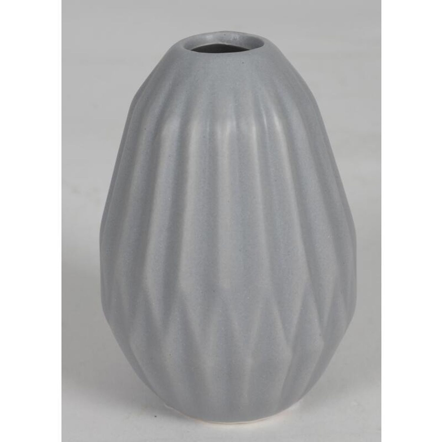 BURI Tischvase 6 Stück Keramik-Vasen in grau elegantes Rillendesign ø7x10cm Dekoratio