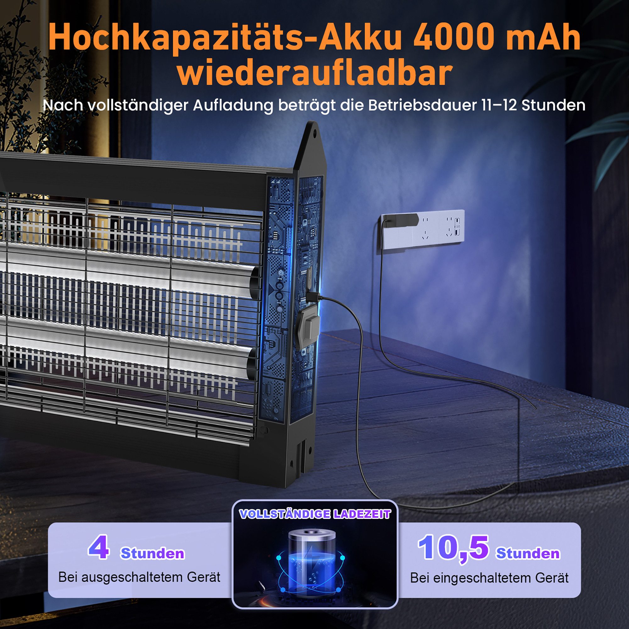 ANYSUN Insektenvernichter elektrisch UV Mückenlampe Innen, 4000 mAh wiederaufladbar Akku