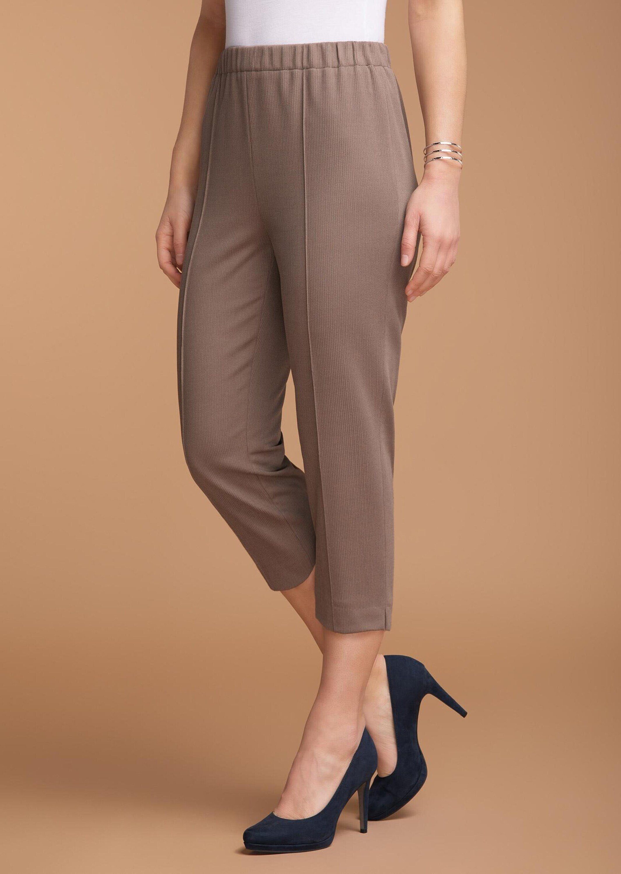 GOLDNER Caprihose Kurzgröße: Sportive 7/8-Hose mit Biesen Stoffhose mit Schlupfbund, Biesen und Wadenlang