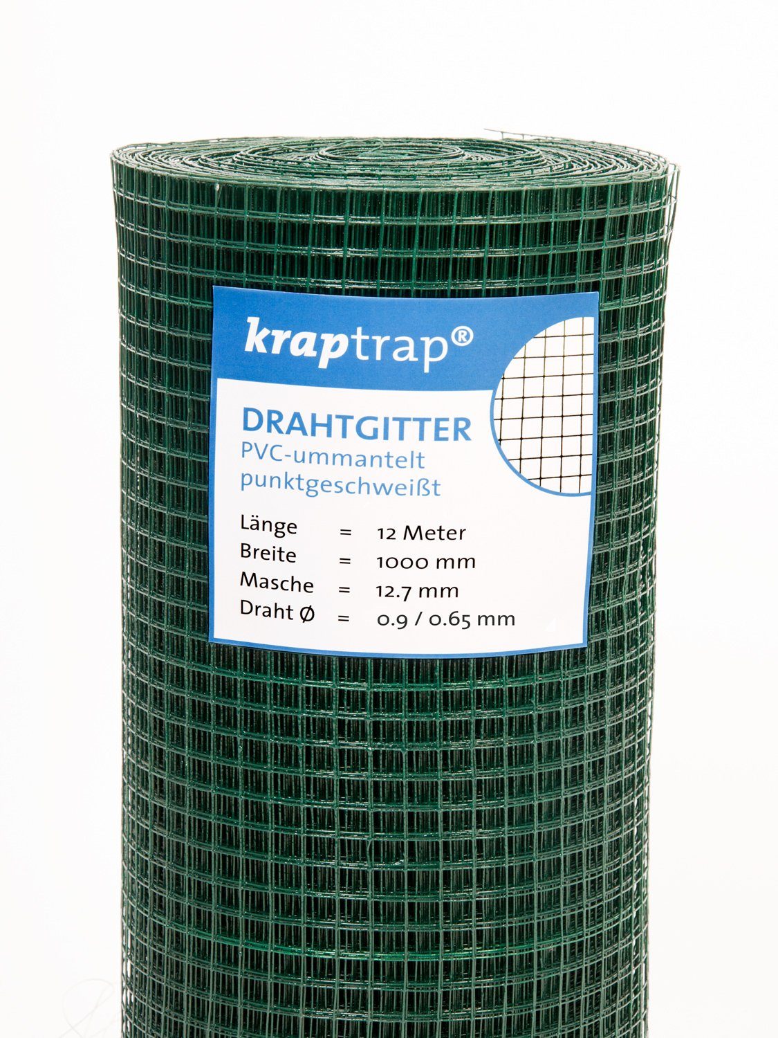 Kraptrap® Voliere Volierendraht grün Drahtgitter I Käfigdraht Schweißgitter I Grün I 12x12mm Drahtzaun Maschendraht Wühlmausgitter