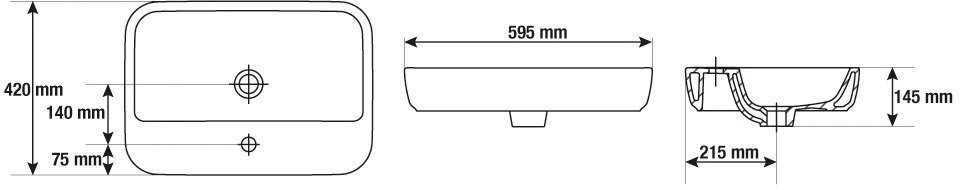 CORNAT Aufsatzwaschbecken Caspia Square (Set), inkl. Einhebelmischer