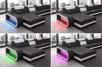 Sofa Dreams Wohnlandschaft Ledersofa Berlin Mini mit LED und USB, Designersofa, verschied. Lederarten und Farben