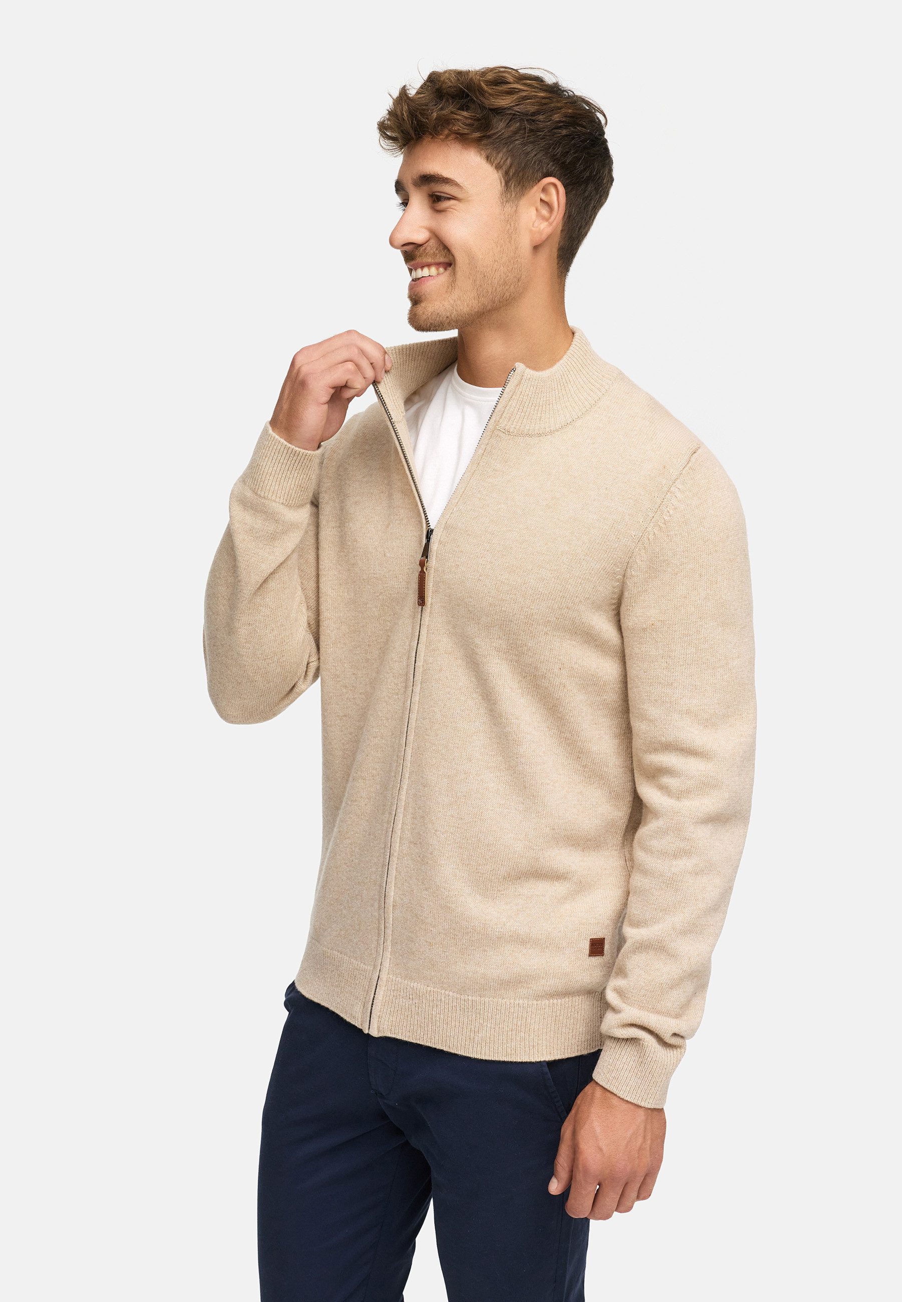 Indicode Strickjacke Herren INMargous Cardigan Herrenstrickjacke Moderne Strickjacke mit Reißverschluss und Stehkragen