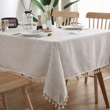 CoolBlauza Tischläufer Volltonfarbe Quaste Tischdecke Rechteckige (1-tlg, Tischdecke Baumwolle Leinen Tischdecke), Geeignet für Home Küche Dekoration