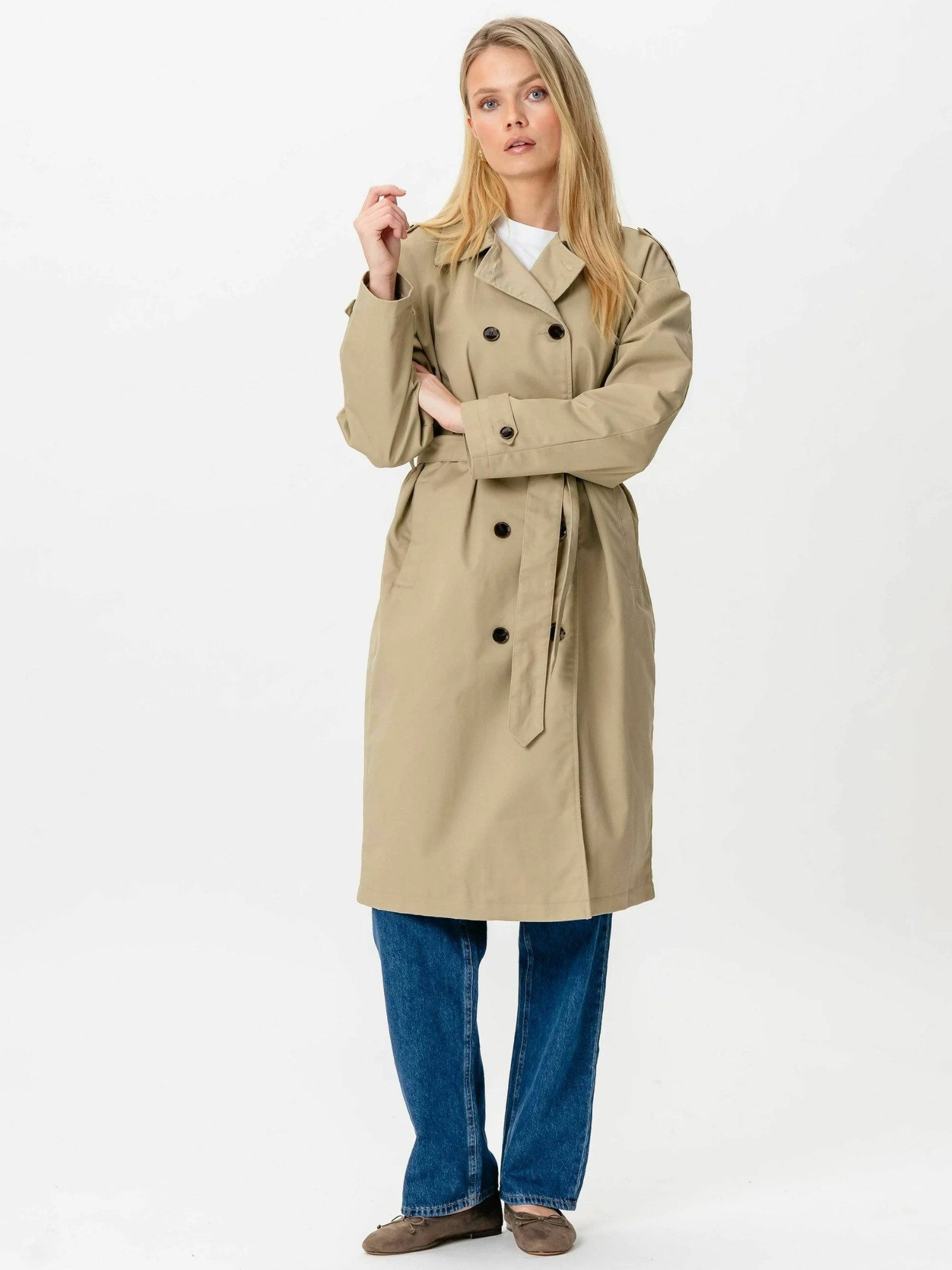 TEESHOPPEN Kurzmantel TEESHOPPEN Coat Linea Trenchcoat – Bild 5 von 5