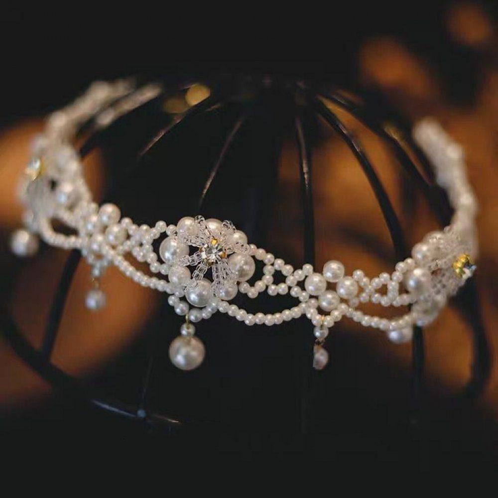 WaKuKa (1-tlg) verkrustete Blume Kristall Bead-Ketten-Set Perle Kette Diamant Halskette Schlüsselbein