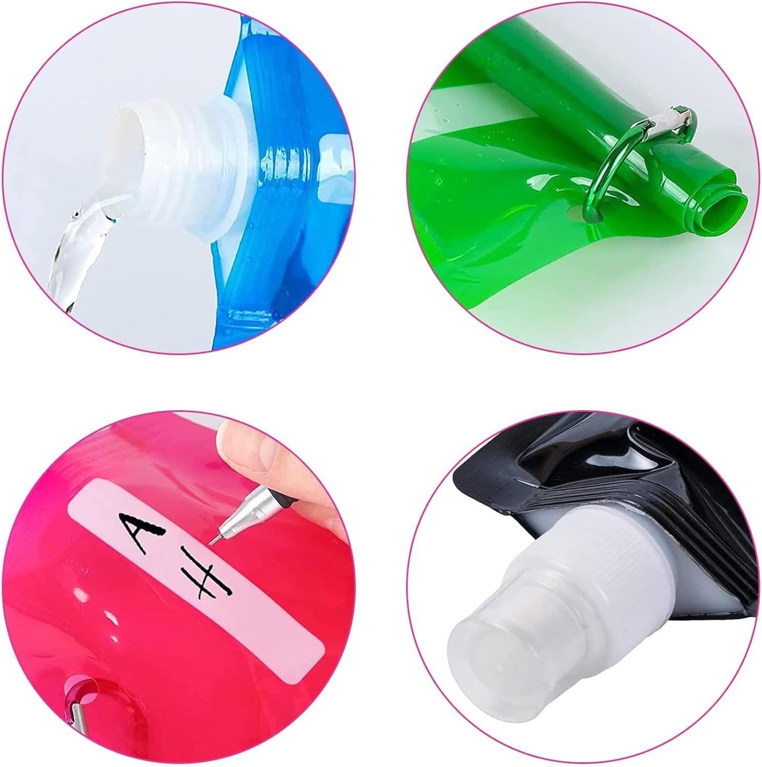 FELIXLEO Trinkflasche 6er Set 500ML Faltbare Trinkflaschen, Wiederverwendbar.