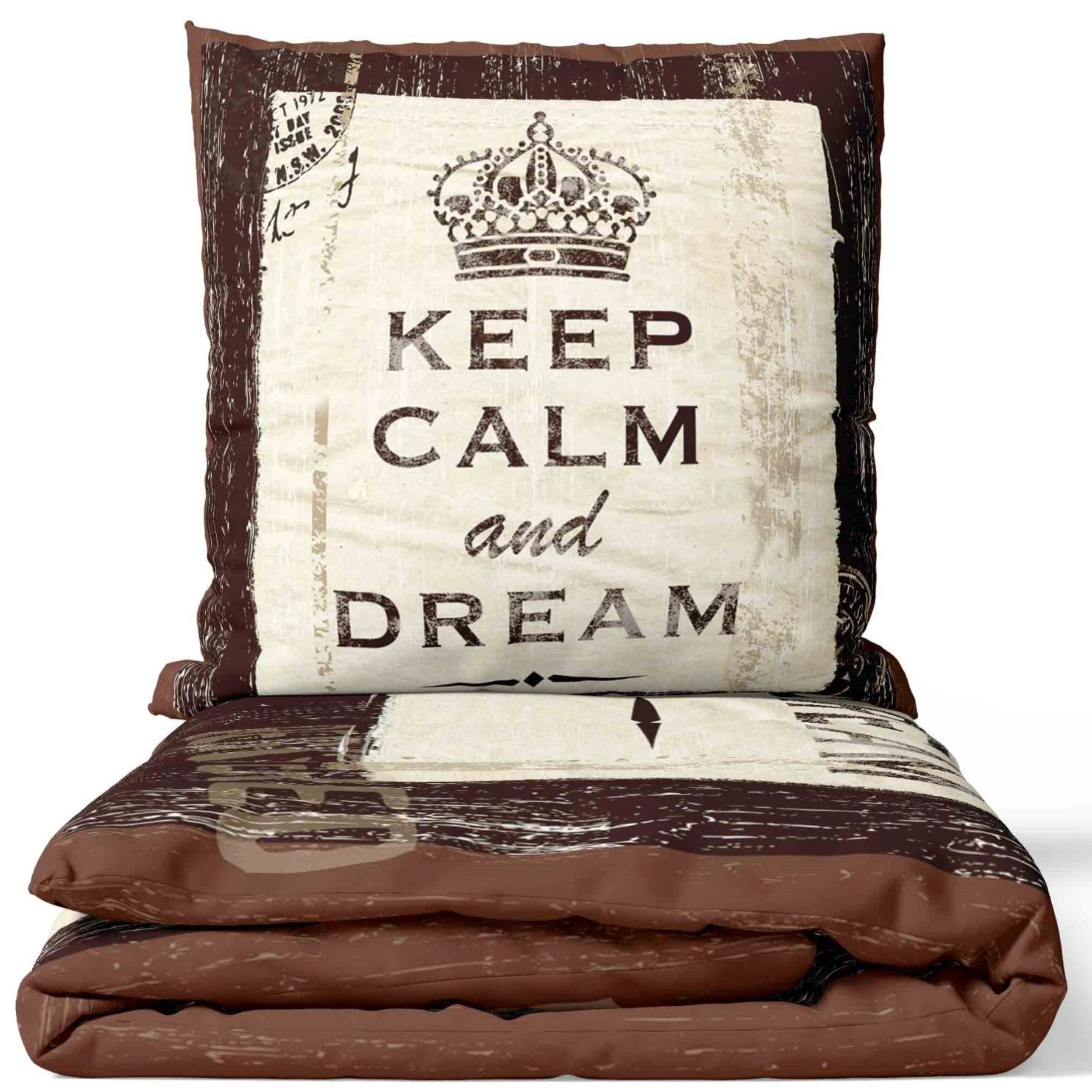 Leonado Vicenti Bettwäsche Allergiker geeignet 135x200 oder 155x220, Microfaser, 2 teilig, weich und pflegeleicht, Krone, Used-Look