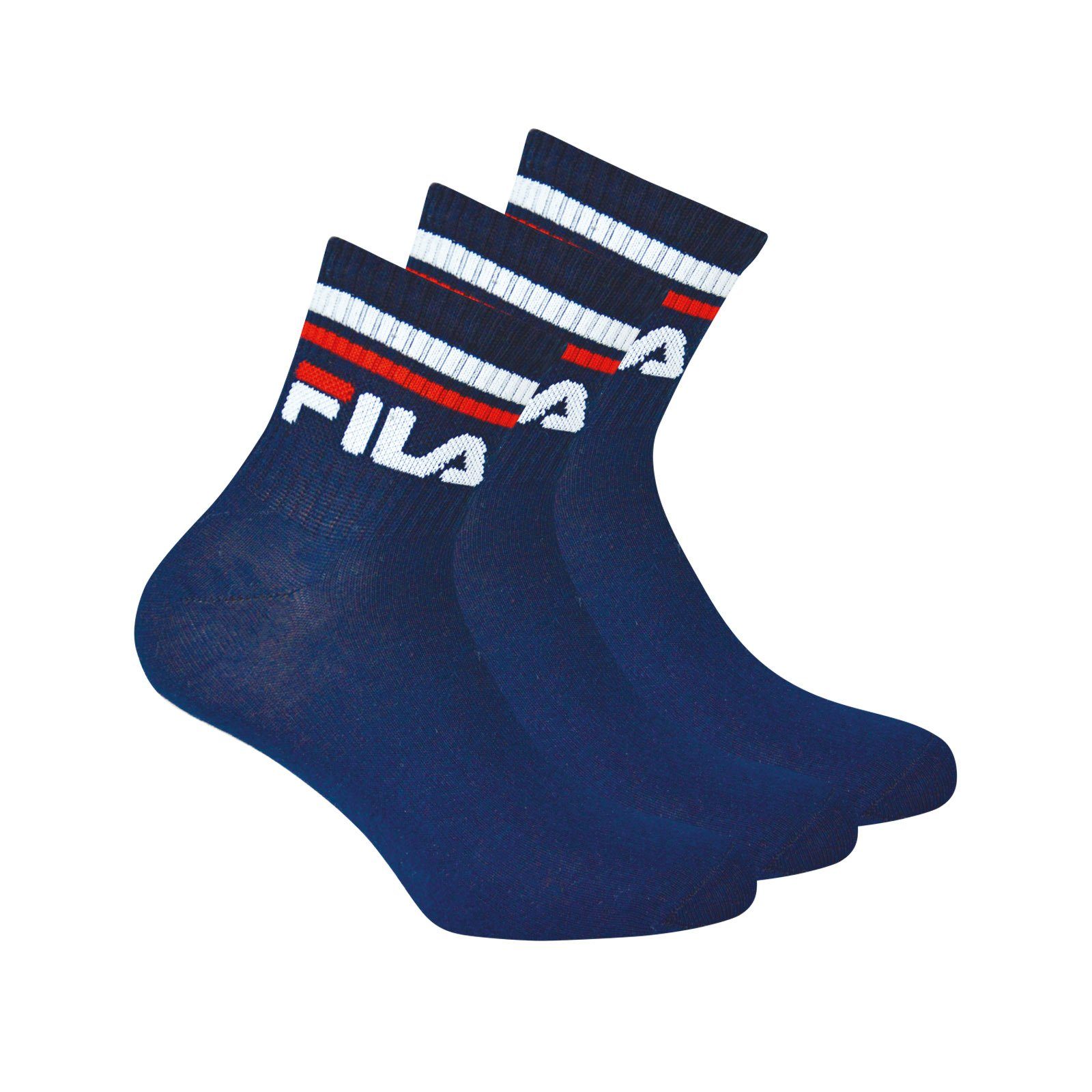 Fila Sportsocken Unisex Socken, 3 Paar Quarter - Kurzsocken, Sport Blau
