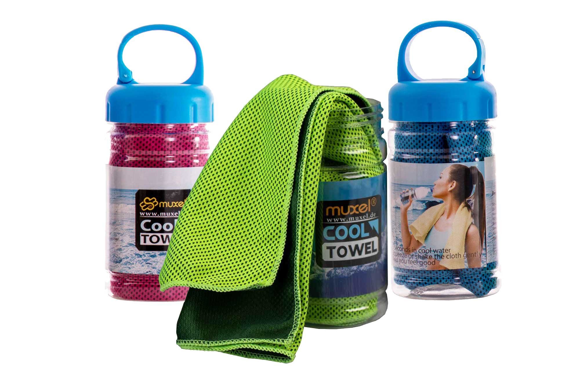 Massagerolle 3 x Cool Down Towel Kühltücher Fitnesstücher Sporttücherin der Flasche