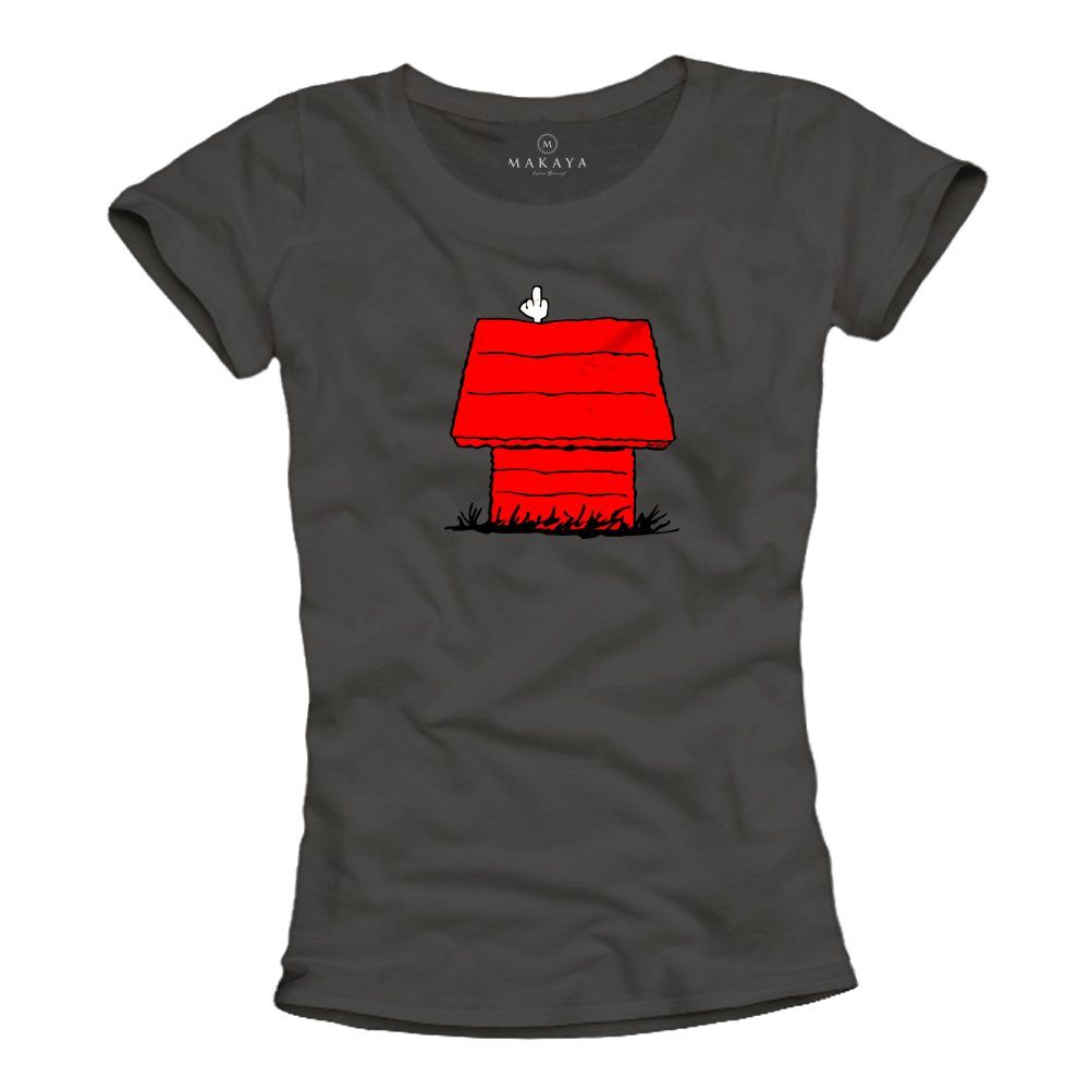 MAKAYA T-Shirt Damen Schicke Ausgefallene Frauen Tops Motiv Lustig Hunde Sh günstig online kaufen