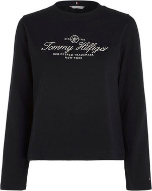Tommy Hilfiger Langarmshirt mit dezentem Markenlabel auf dem Ärmelabschluss