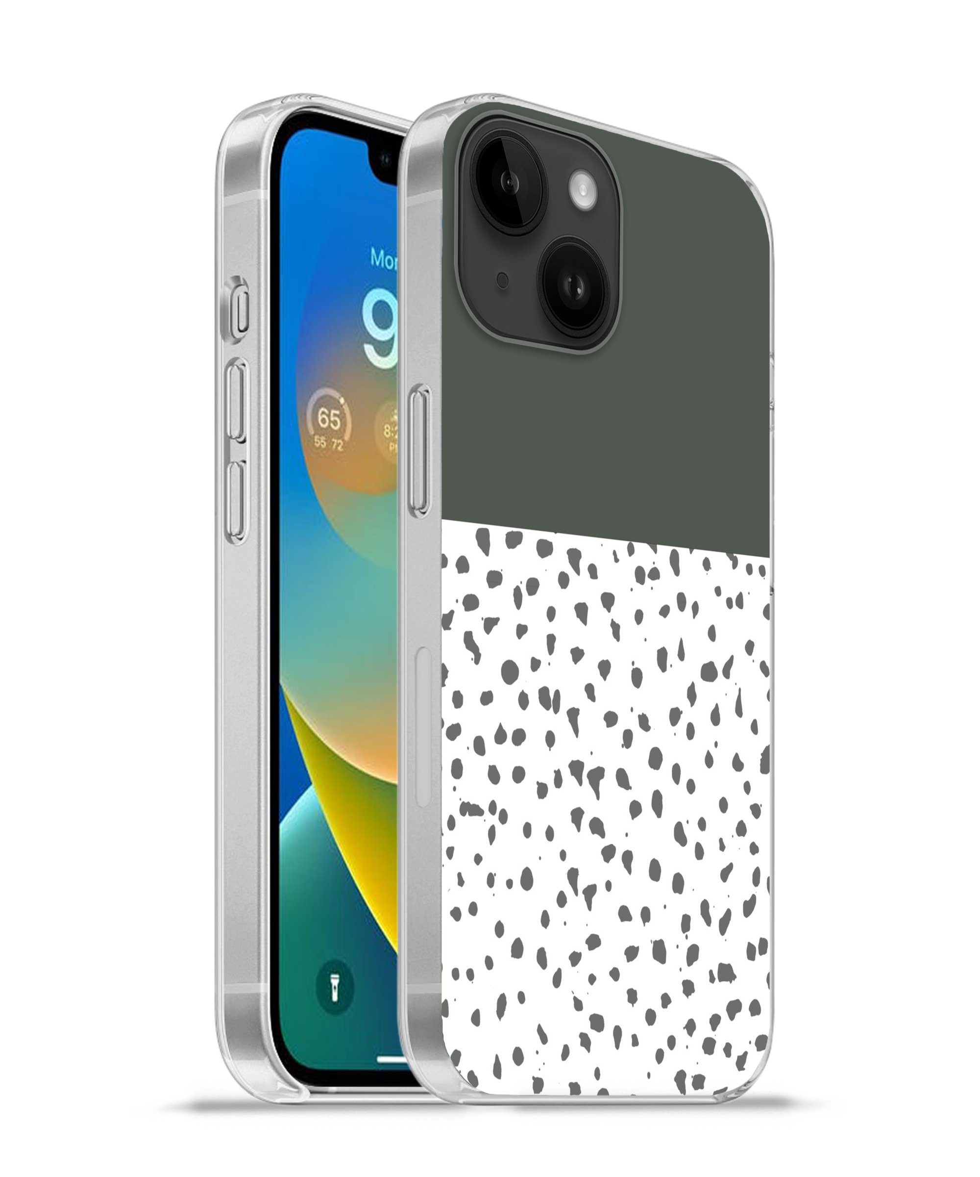 Handyhülle für Apple iPhone 14 Polka dots - Grau - Weiß