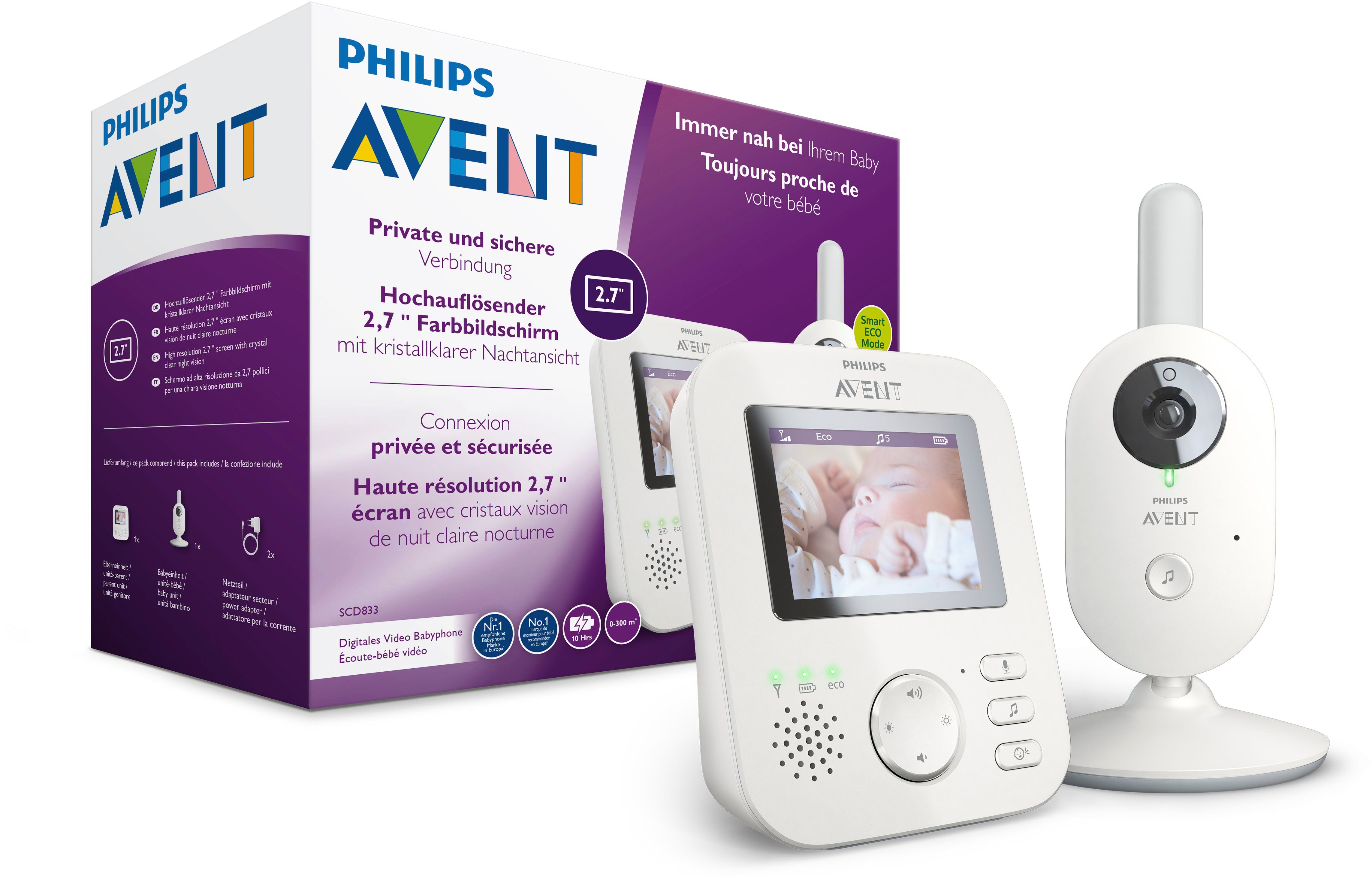 Philips AVENT Video-Babyphone »SCD833/26«, sichere Verbindung, 2,7 Zoll  Farbdisplay, Eco-Mode online kaufen | OTTO