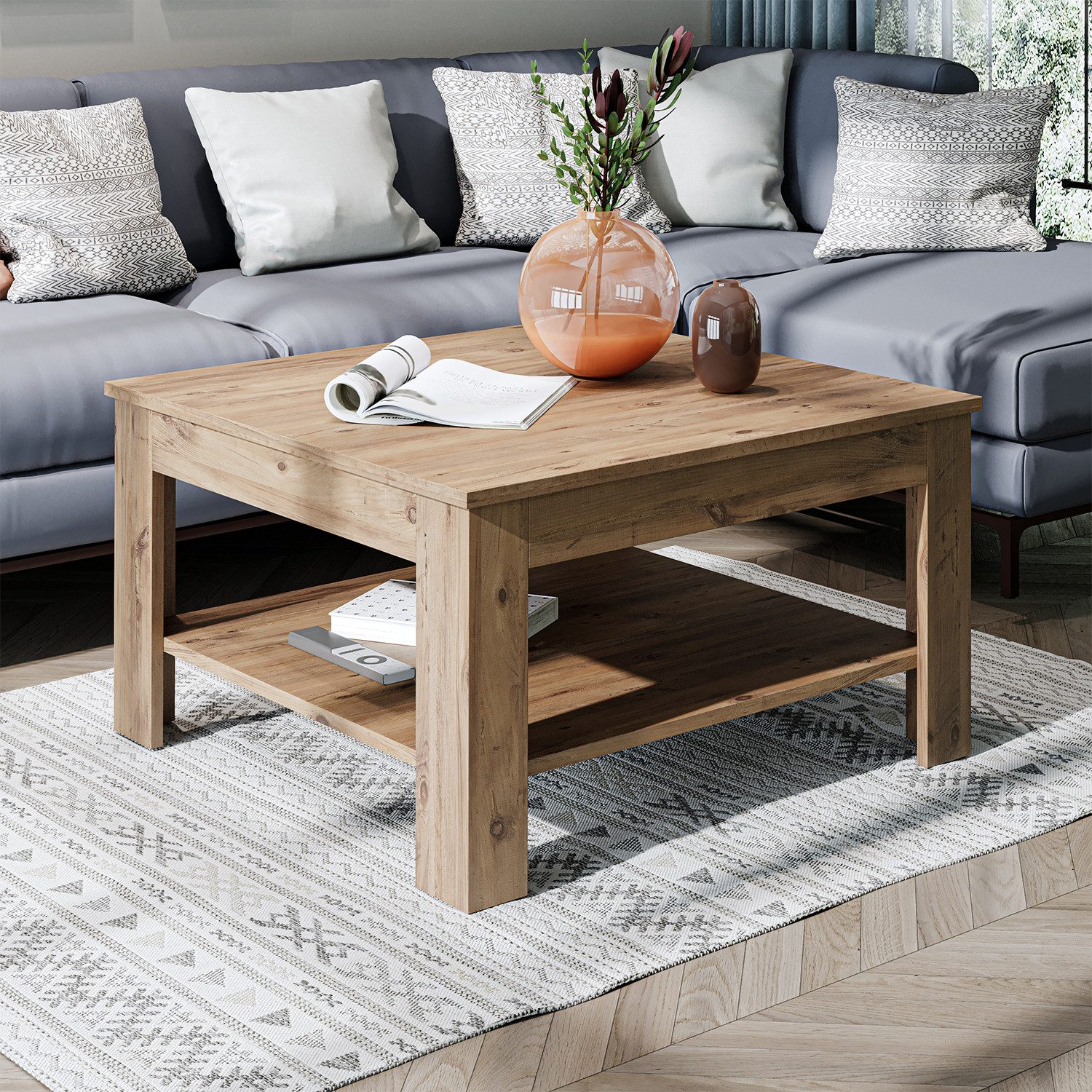 Roomart Wohnzimmertisch Couchtisch HELSINKI mit Ablageboden Wohnzimmertisch Sofatisch modern, Mit unterer Ablage, in zwei Formaten