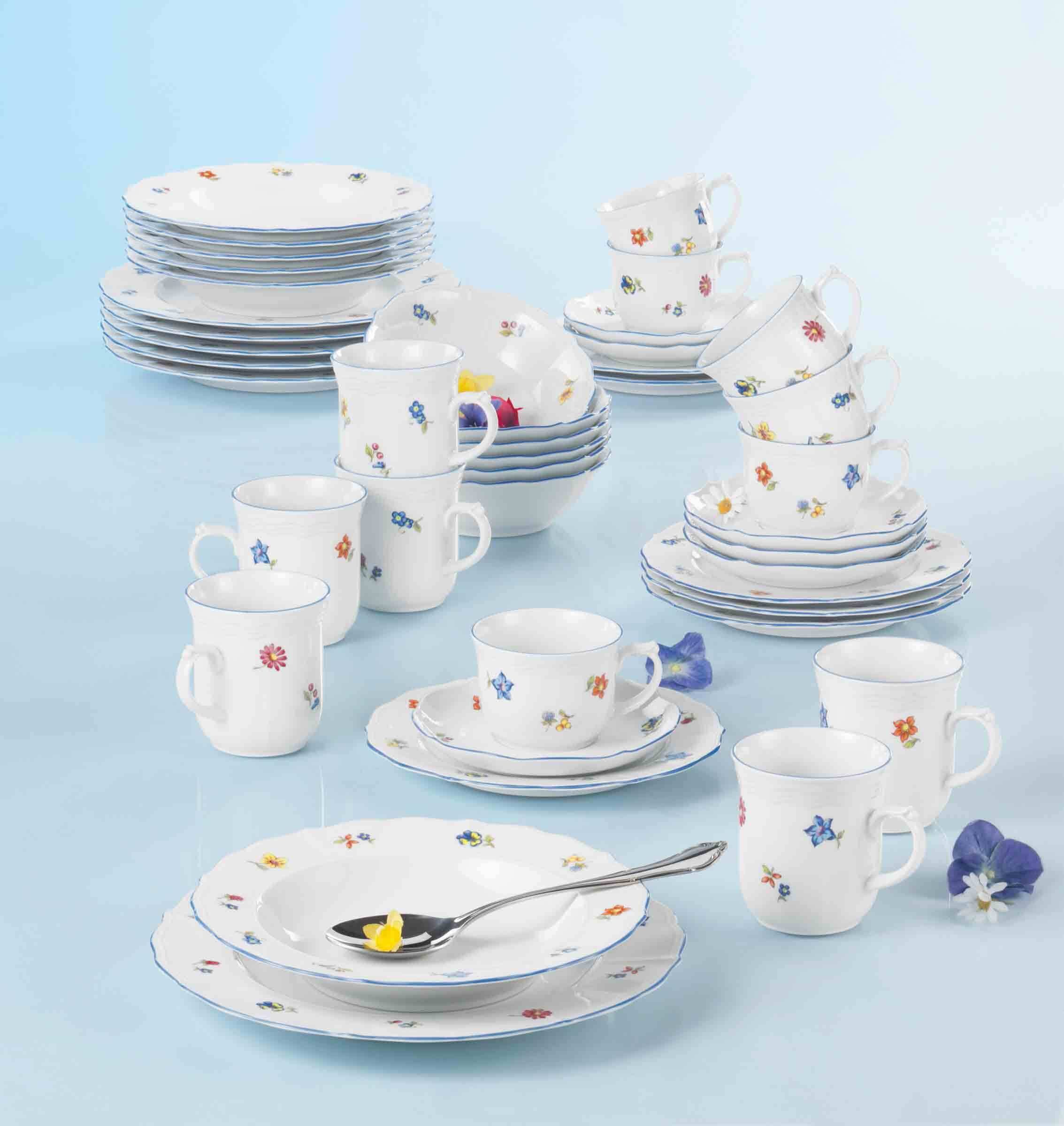 Seltmann Weiden Becher Sonate Nostalgie Henkelbecher 290 ml 6er Set, 6-tlg., Porzellan