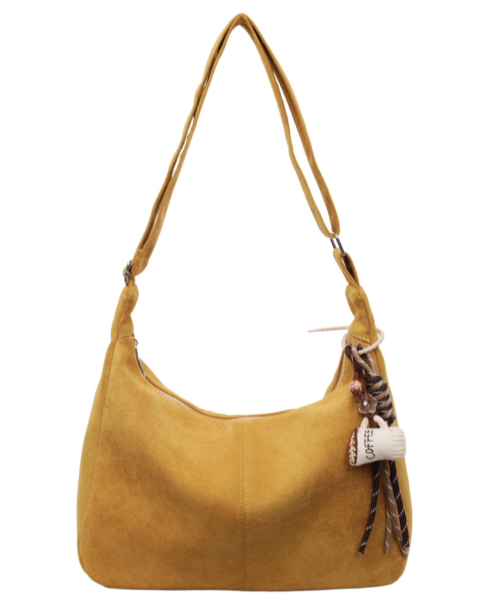 Zaewry Schultertasche Umhängetasche Damen Veloursleder Tasche Damen Crossbody Bag, Crossbag mit verstellbarem Schultergurt für Arbeit Reisen Alltag