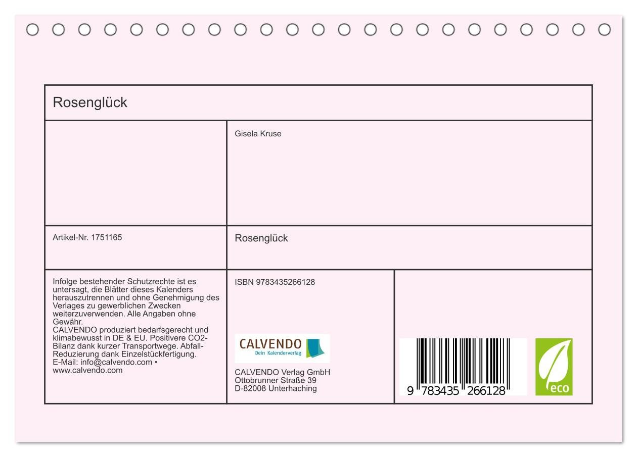Thumbnail - CALVENDO Wandkalender Rosenglück (Tischkalender 2025 DIN A5 quer), CALVENDO Monatskalender