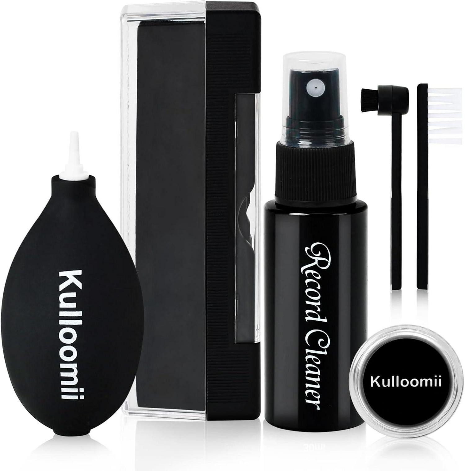 kulloomii Plattenspieler-Reinigungs-Set Antistatische Schallplattenbürste 6-in-1 Vinyl Reinigungsset Stylus
