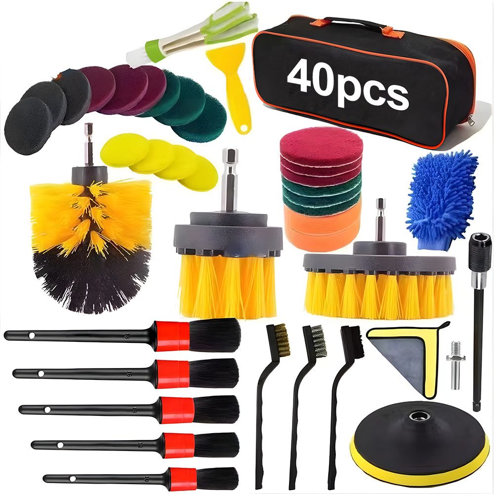 Autowaschbürste Auto Reinigungsset 40 Pcs Set, für Auto Reinigung Innenraum und Außen