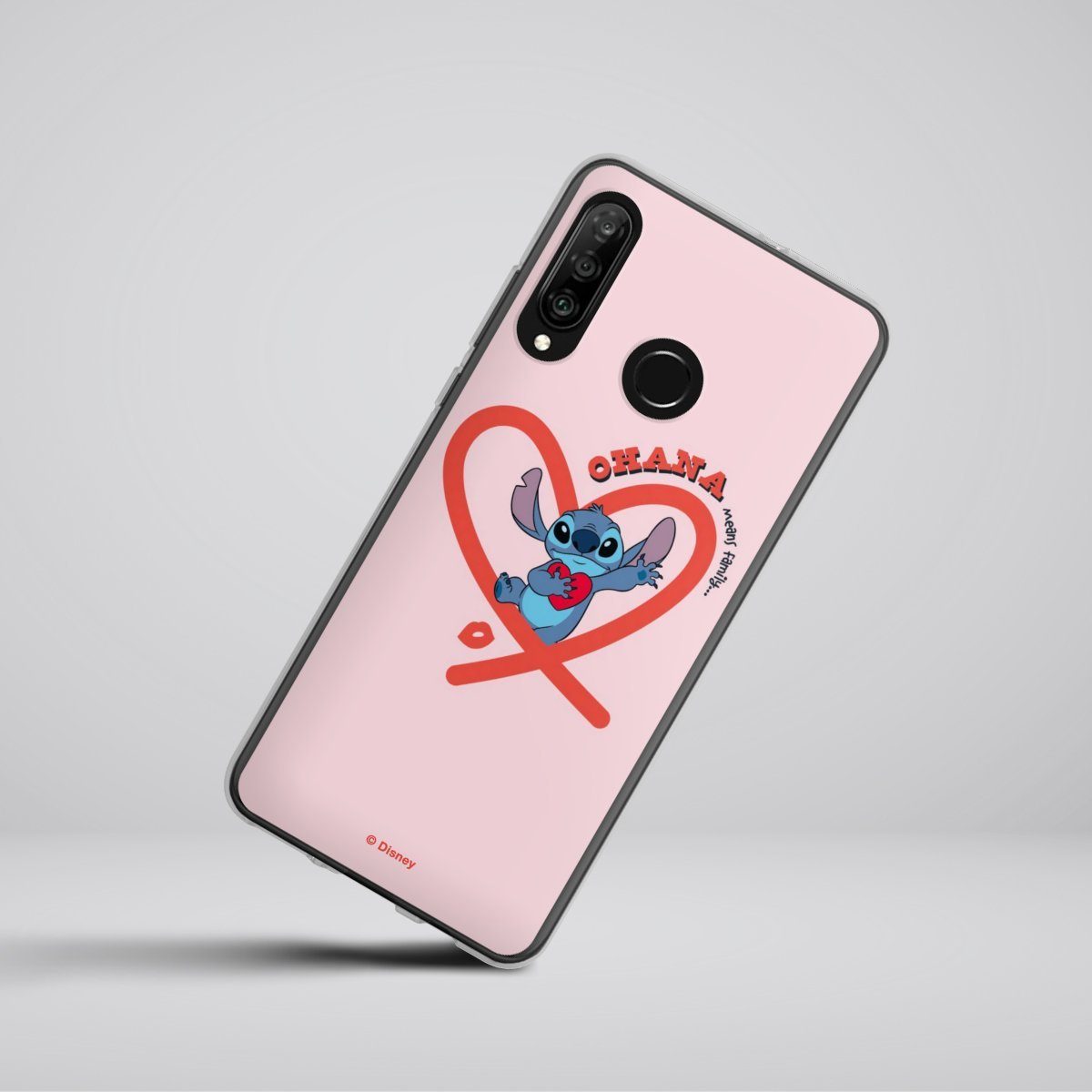 DeinDesign Handyhülle Lilo & Stitch Herz Disney Stitch Ohana Pink Heart, Huawei P30 Lite New Edition Silikon Hülle Bumper Case Smartphone Cover