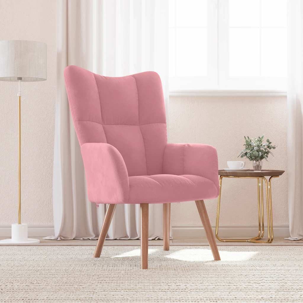 furnicato Relaxsessel Sessel 61,5 x 69 x 95,5 cm Rosa, Bequemer Armlehnstuhl mit Samtbezug und stabilen Massivholzbeinen