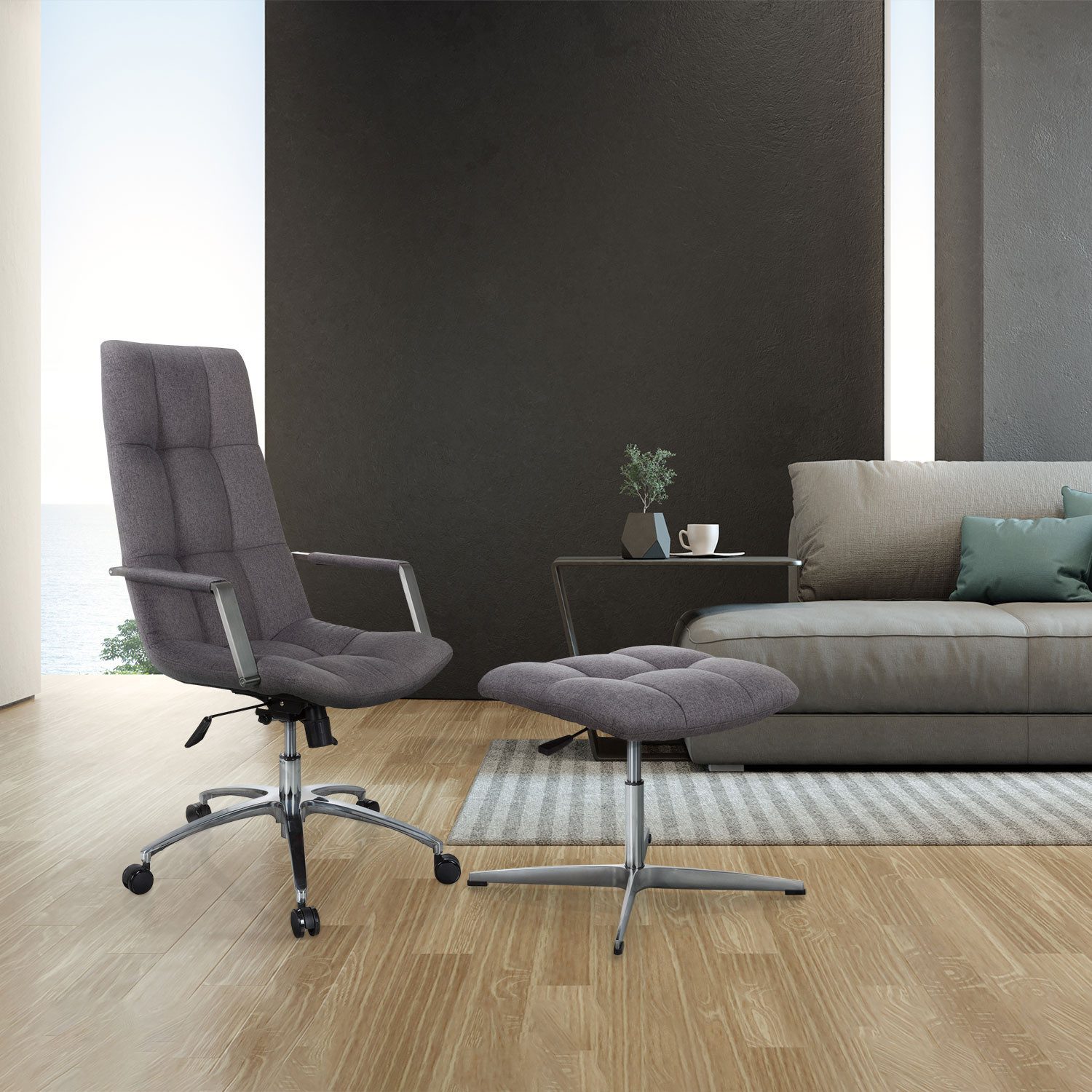 hjh OFFICE Polsterhocker Polsterhocker SARANTO Stoff, Hocker gepolstert