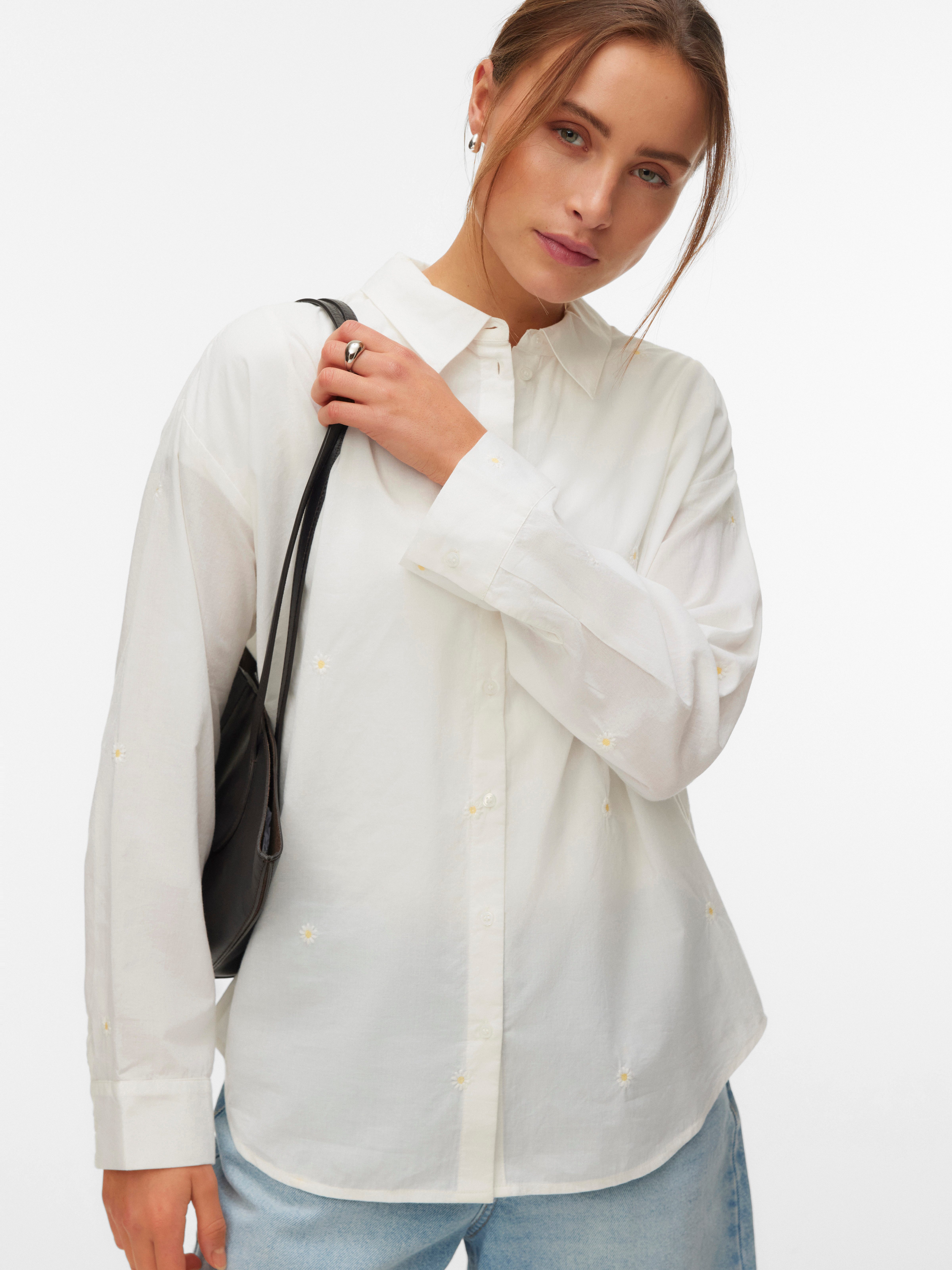 Vero Moda Langarmbluse VMODONA LS SHIRT WVN NOOS Baumwolle, regular fit