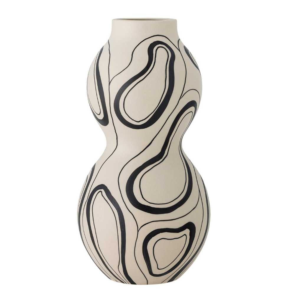 Dekovase Bloomingville Vase NICOLA Weiß Schwarz 34x17 cm