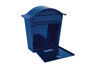 PEREL Briefkasten, Nostalgie in Blau kleiner Postkasten mit Namensschild & 2 Schlüsseln