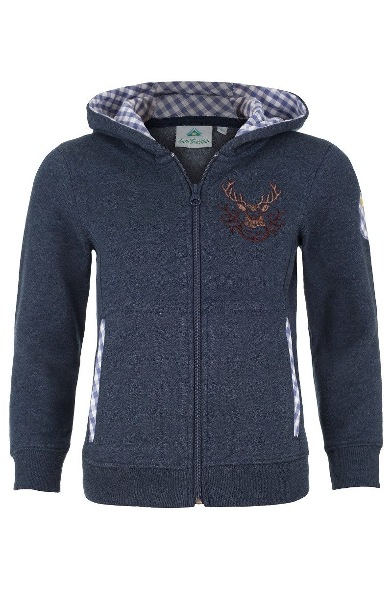 Isar-Trachten Trachtenjacke Kapuzenjacke Kinder - LOVIS - jeansblau