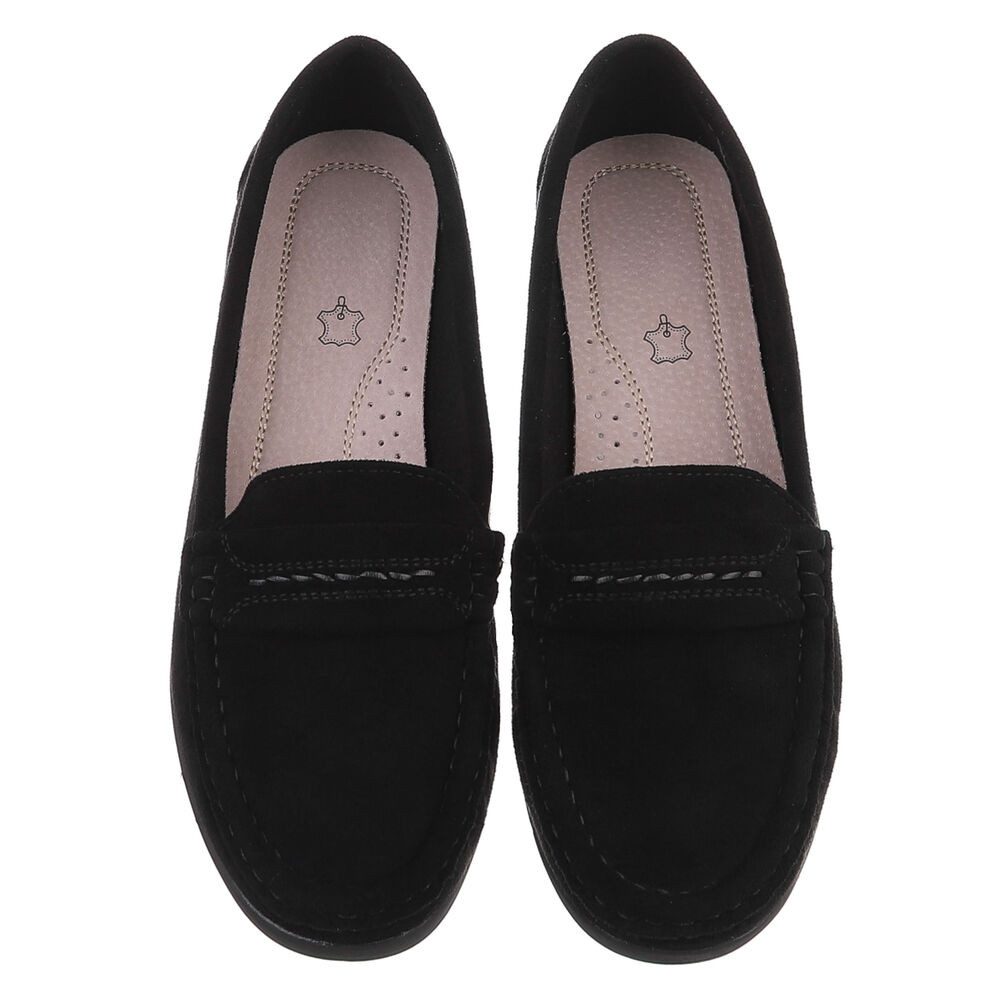 Ital-Design Damen Loafer Slip-On mit Keilsohle in Veloursoptik Slipper (91849446) Keilabsatz/Wedge Mokassins in Schwarz – Bild 4 von 5